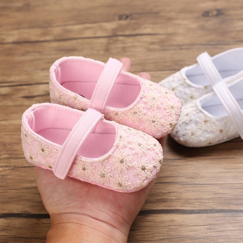 Calçado floral casual para bebê recém-nascido, sapato de berço com sola macia, antiderrapante para caminhada, 0-18m