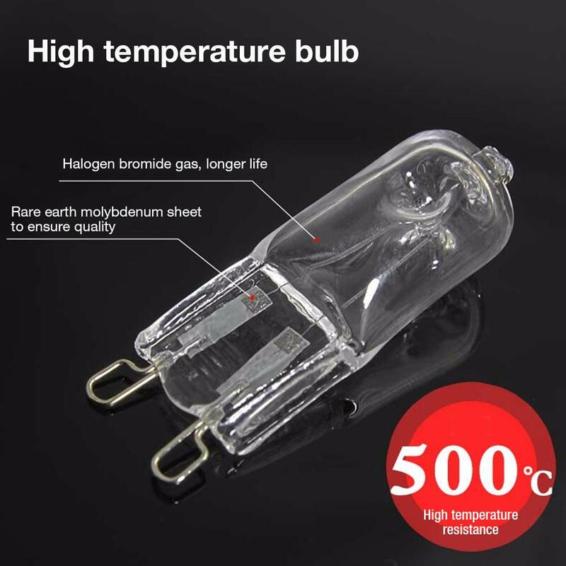 Luz de horno G9 de 40W, lámpara de bombilla halógena duradera resistente a altas temperaturas, 110V/220V, para refrigeradores, ventiladores y hornos