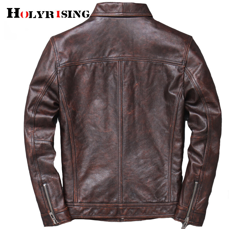 Men Cowhide leather veste cuir homme 2019 mens 100% genuine leather jackets biker vintage quality coat blouson cuir homme 19023