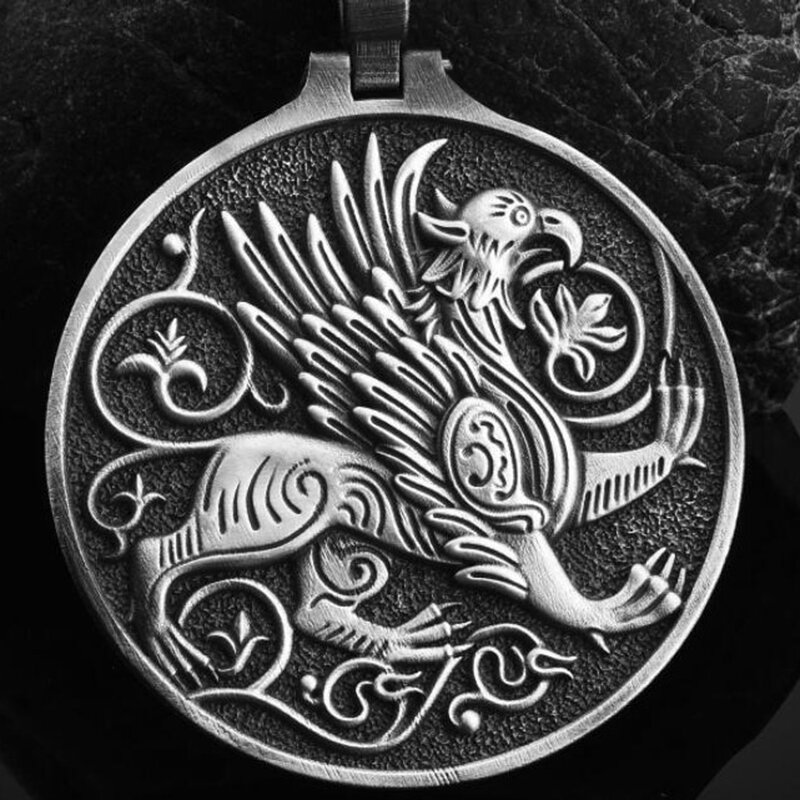 Vintage Greek Mythology Gryphon Pendant Necklace For Men Hiphop Rock Biker Necklace Retro Amulet Jewelry Gift For Him