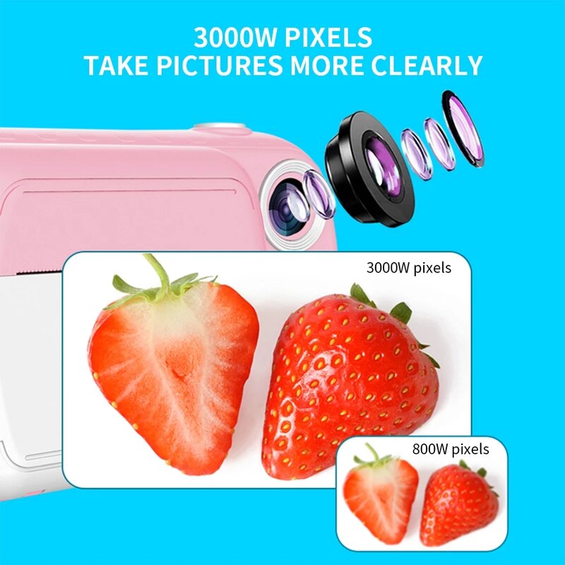 2022 Baby Hot Digital SLR Camera for Kids,1080p 12.0Million Pixels Thermal Instant Print Photo Toys Camera Video Children Toys