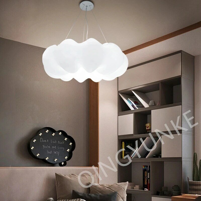 Luminária pendente em forma de nuvem, luminária decorativa de teto led para casa, sala de estar, quarto infantil, dimmer