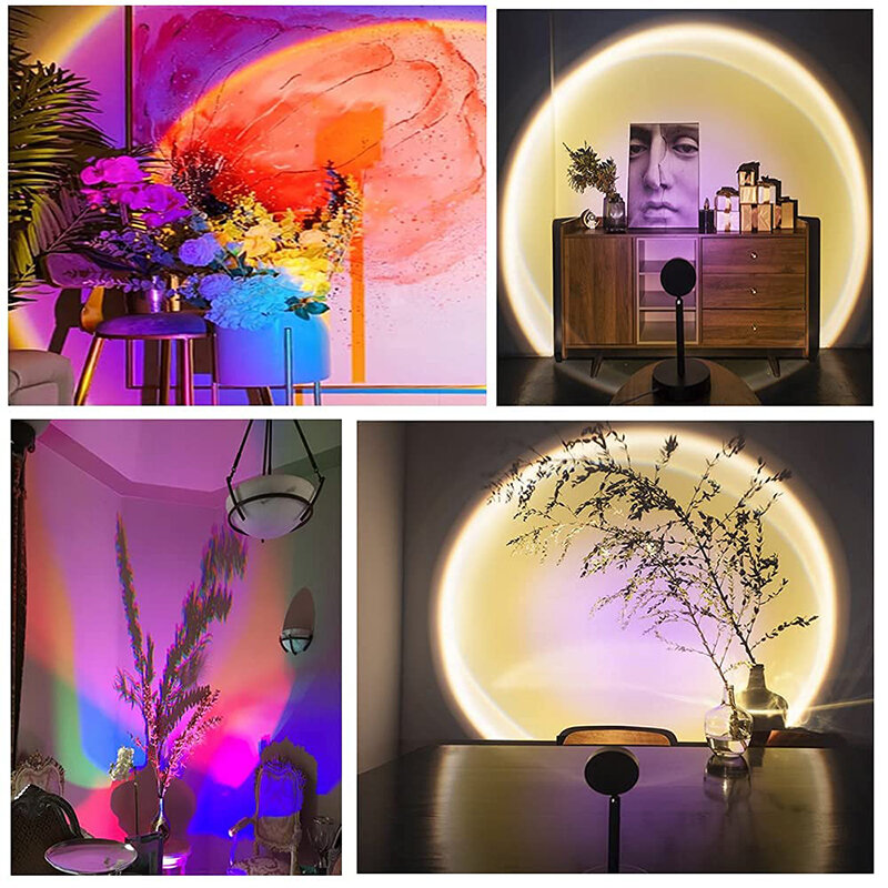 Bluetooth pôr do sol lâmpada usb 16 cores arco-íris atmosfera projeção luz da noite para casa quarto fundo decoração tiktok ao vivo