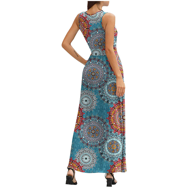 2021 드레스 여성 여름 플러스 사이즈 캐쥬얼 Vestido De Mujer 민소매 v 넥 여성 슬림 롱 드레스 Robe Femme Ropa пааarticiе 2021