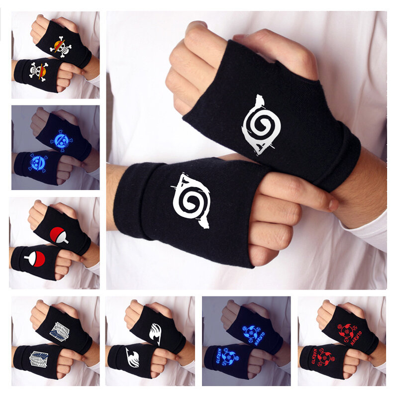 Half Finger Gloves Anime One Piece Attack On Titan Fairy Tail Sailor Moon Tokyo Ghoul Cosplay Cotton Fingerless Gloves