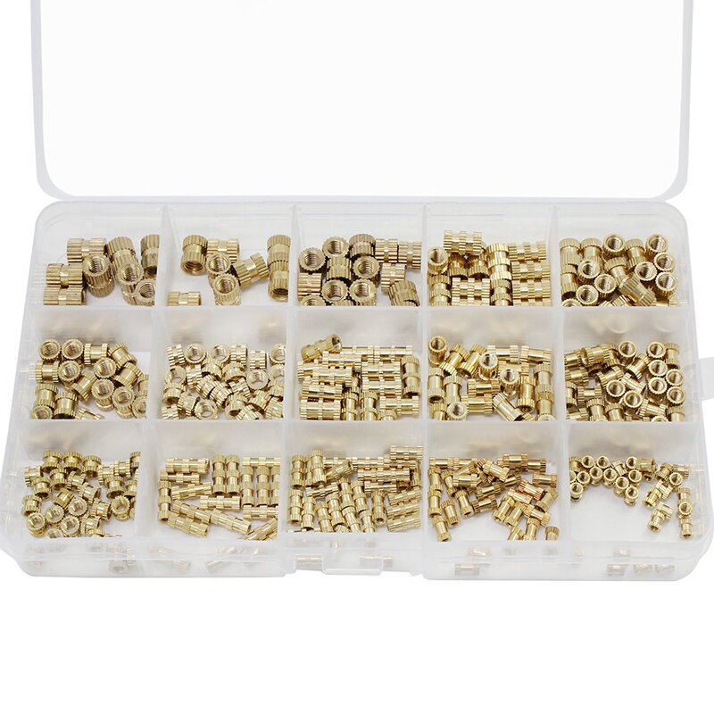 Brass Hot-Melt Insert Nuts Thermoformed Copper Thread Insert Nuts Knurled Injection Brass Nuts M2 M3 M4 M5 330Pcs
