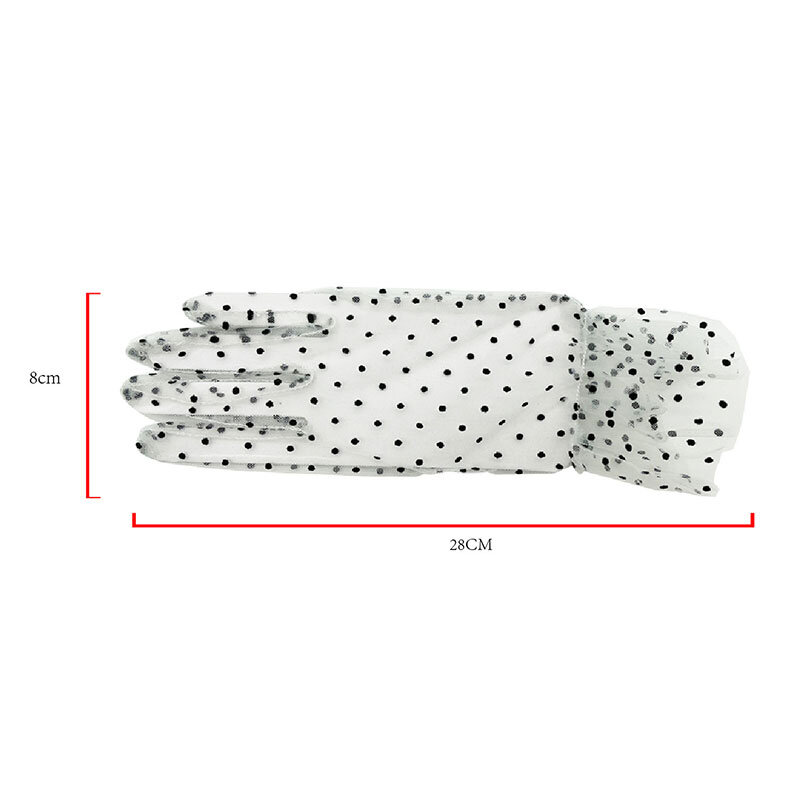 Lace Mesh Dot Short Tulle Gloves For Women Sexy Transparent Party Wedding Gloves Gauze Ultra Thin Black Sexy Thin Female Gloves