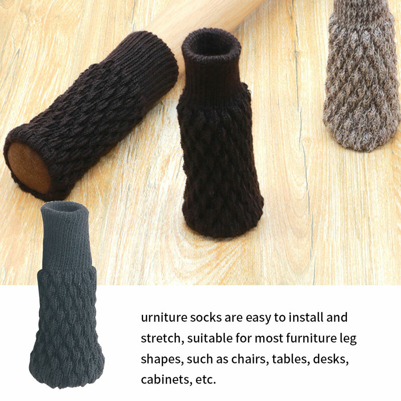 24PCS Knitted Chair Socks Elastic Chair Leg Feet Covers Non-Slip Thick Furniture Feet Rubber Shoes For Protect Tile Floor