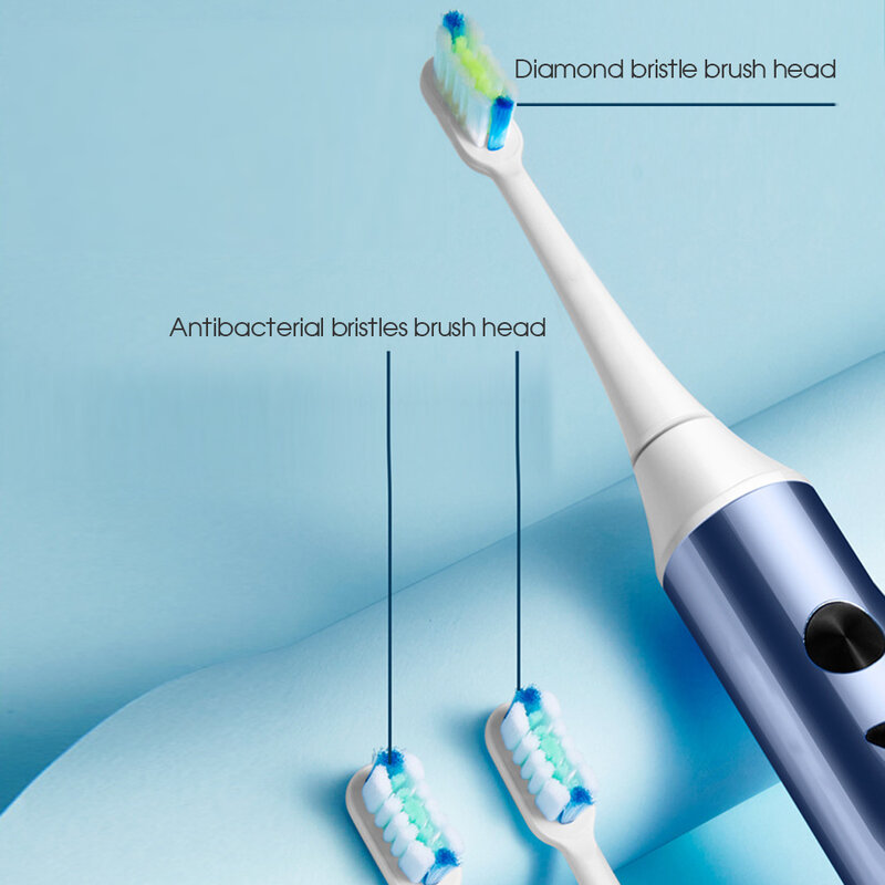 [Boi] carregador usb tela lcd silencioso sensor inteligente sonic escova de dentes elétrica 3 modo ipx7 com substituição escovas cabeça para adulto