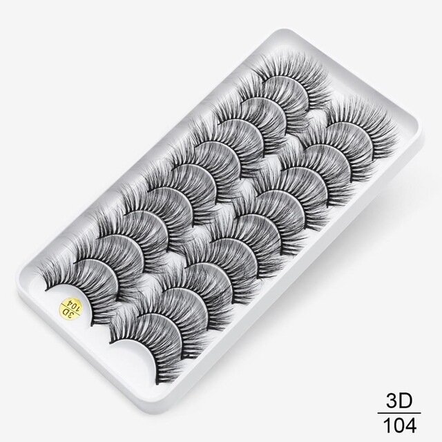 10 Pairs 3D Thick Long  Mink Lashes Dramatic Fluffy Nature False Eyelashes Makeup Extension