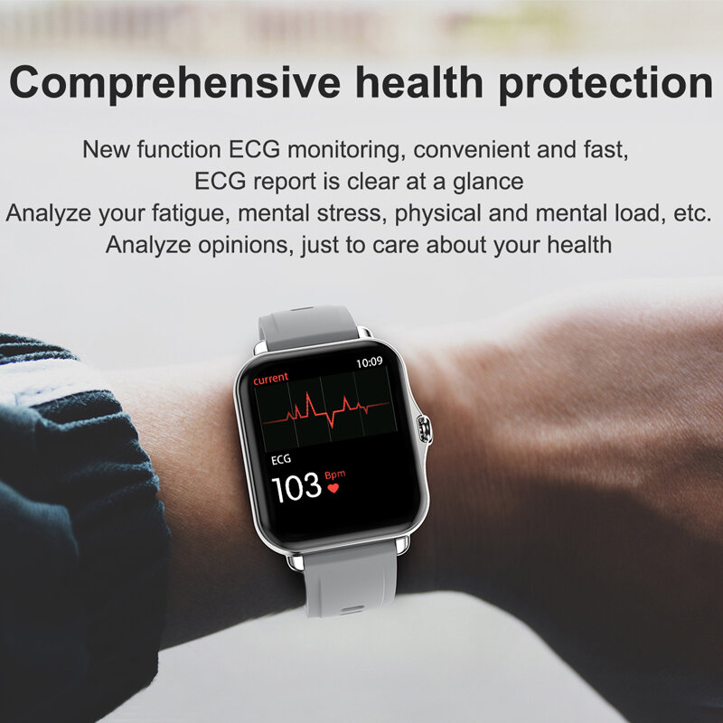 Novo relógio inteligente masculino e feminino, smartwatch esportivo com medição de pressão arterial e sono, rastreador de exercícios, android, ios, pedômetro, 2021