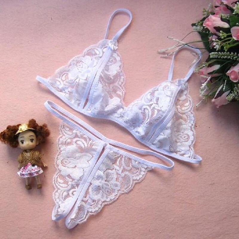 Lingerie feminina conjunto de lingerie sexy renda transparente sutiã g-string nyz shop