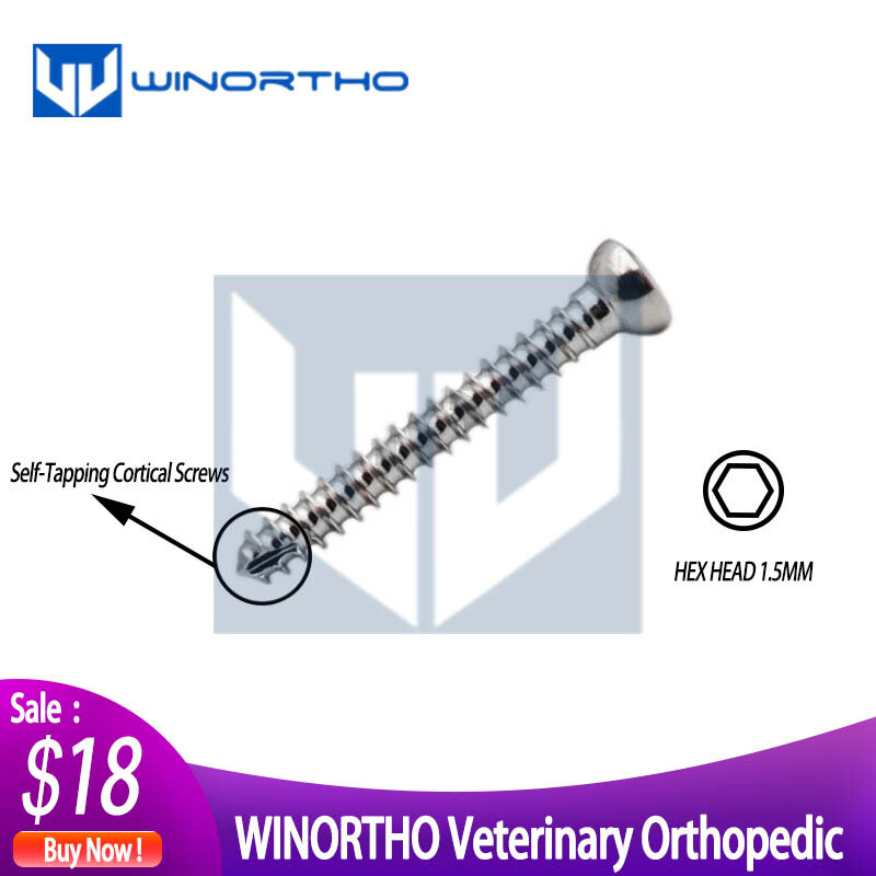 O animal de estimação de 1.5mm encanta o instrumento ortopédico médico do equipamento animal pequeno dos parafusos auto-roscantes do osso cortical