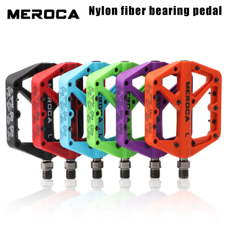 MEROCA Pedale piatto bici da strada allargato in fibra di nylon MTB pedale antiscivolo per bicicletta