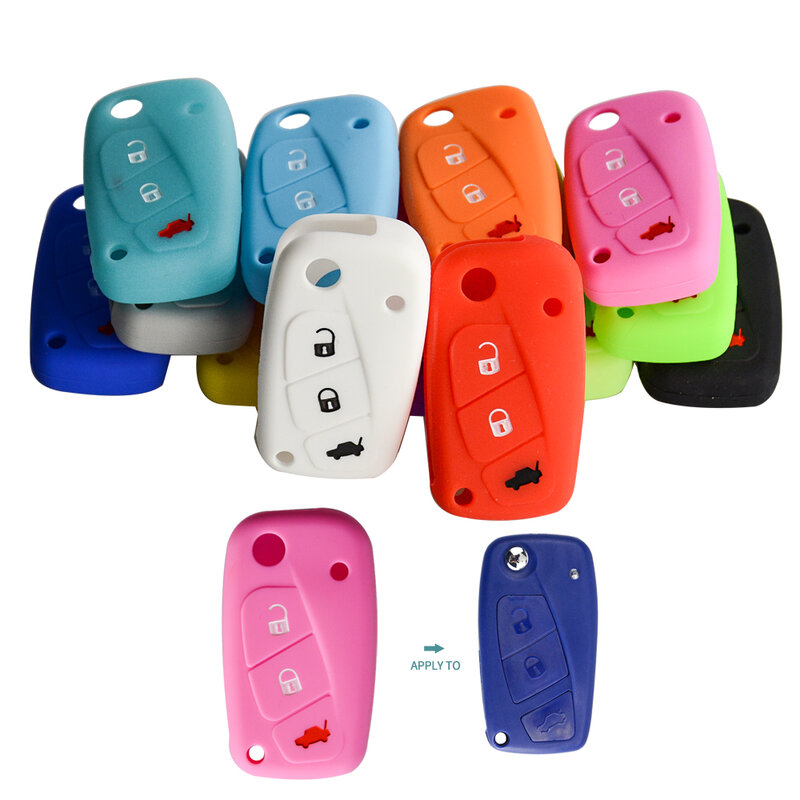 OkeyTech-funda de goma de silicona para mando a distancia de coche, 3 botones, para Fiat Punto 2013, Panda Idea 2008, Stilo 2007, Ducato