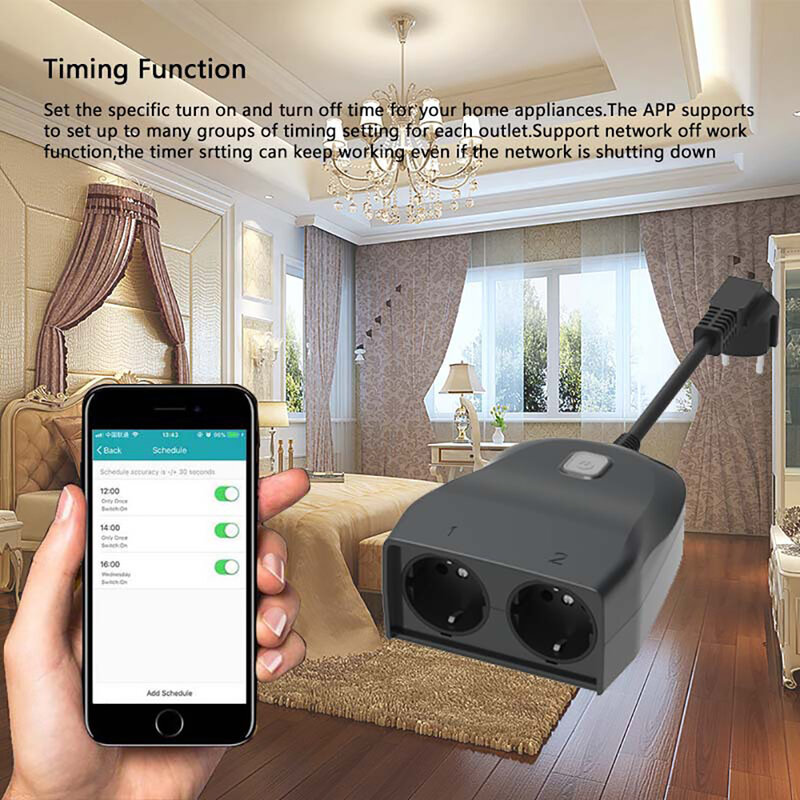 TUYA Smart Home Soket WIFI TUYA Aplikasi Luar Ruangan Remote Control Smart Plug Soket EU Soket WIFI Pintar Mendukung Google Home Alexa