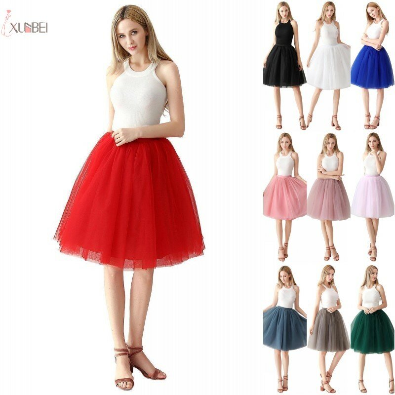 Falda corta de tul rojo para mujer, falda sin capucha de crinolina para boda, tutú para adultos, accesorios nupciales, 2020