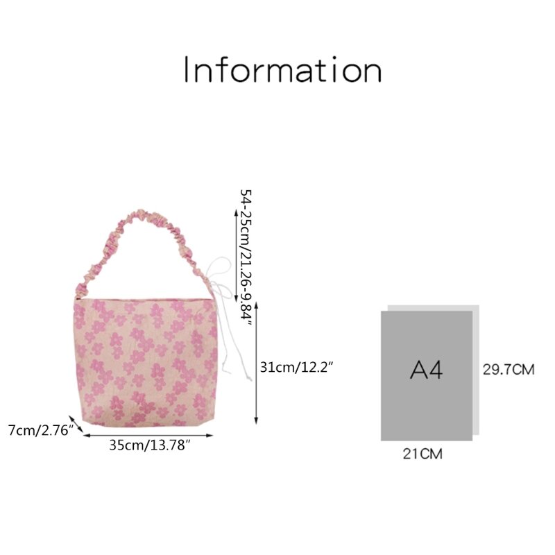 빈티지 여성 메신저 백 여성용 핑크 플라워 자카드 핸드백 대용량 L41B