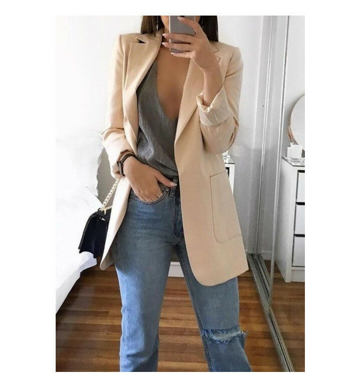 Nuove donne Slim Red Long Jacket Casual Autumn Sleeve White Brand Jacket Coat 5XL Black Office Arrival Jacket Lady Outwear autunno