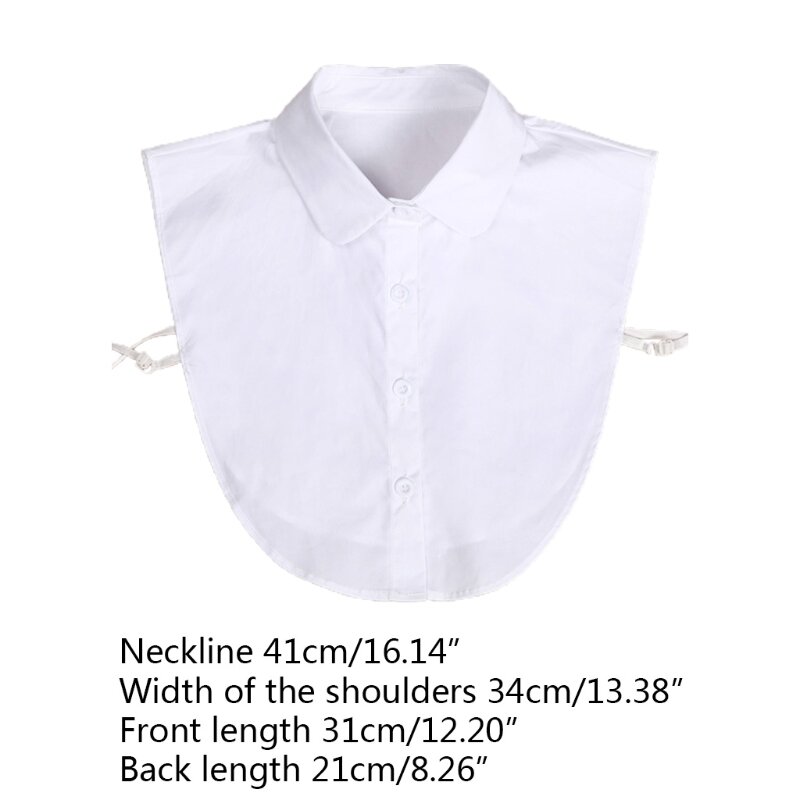 Mezza camicia da donna con risvolto in tinta unita con colletto falso in cotone decorativo