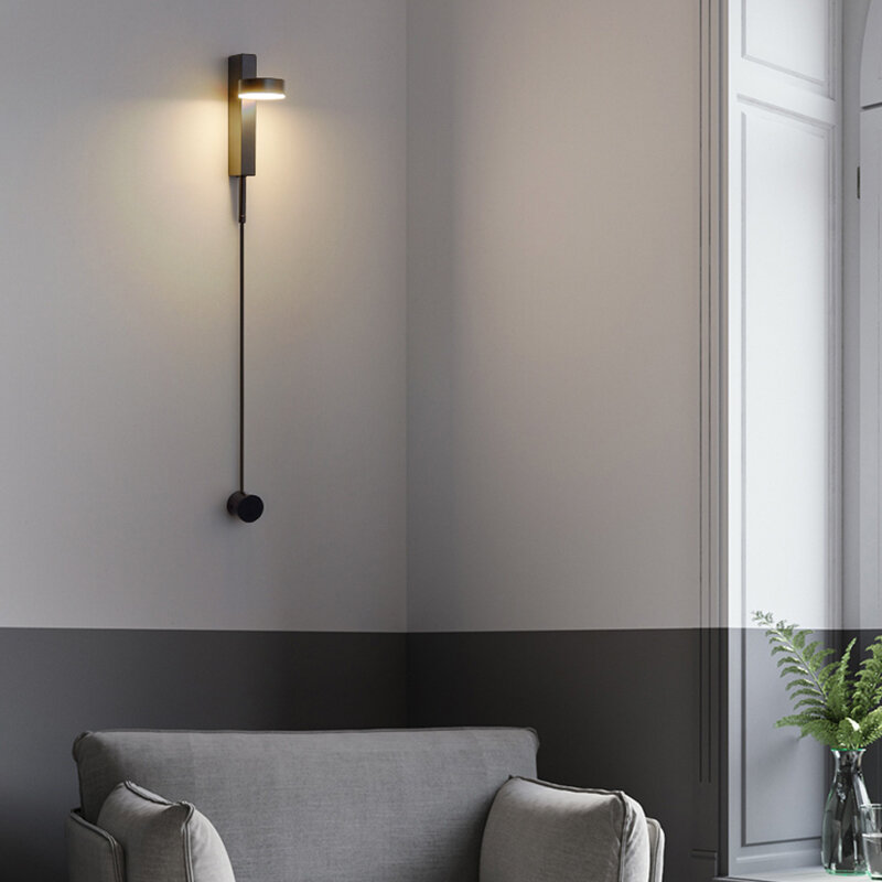 Lámparas de pared minimalistas modernas para sala de estar, dormitorio, mesita de noche, candelabro LED de AC96V-260V de 16W, lámpara blanca y negra, decoración de iluminación de pasillo