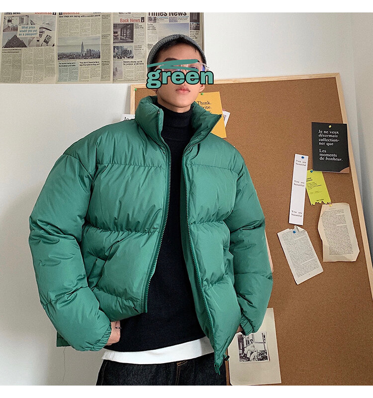 Harajuku – manteau à bulles coloré pour homme, veste d'hiver, Streetwear Hip Hop, Parka noire, vêtements bouffants, 2021