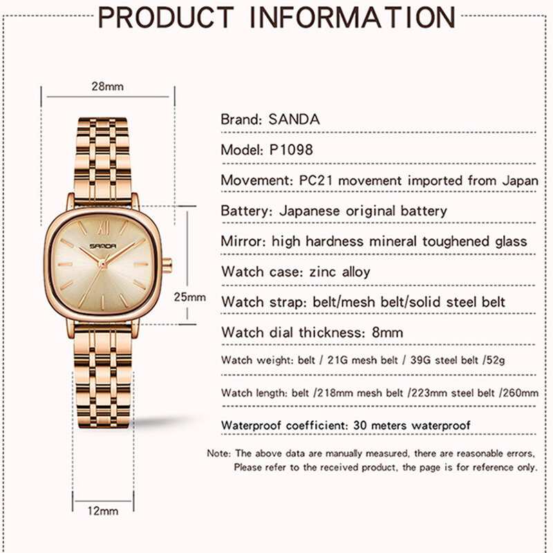 Top ยี่ห้อ Luxury นาฬิกาสำหรับผู้หญิงสุภาพสตรีนาฬิกาควอตซ์สไตล์ธุรกิจนาฬิกาข้อมือหญิงนาฬิกา
