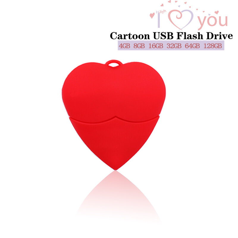 Cartoon cute heart pen drive 4GB 8GB 16GB 32GB 64GB lovely memory stick pendrive creative gift usb flash drive u disk