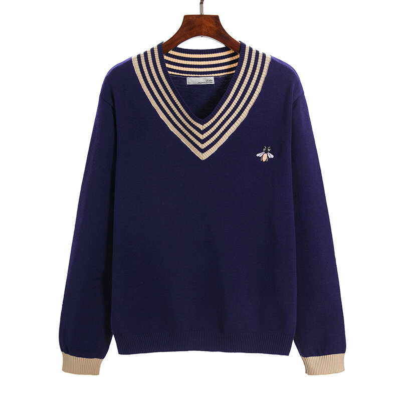 Pull tricoté à col en V pour femme, ample, basique, couleur unie, décontracté, collection automne hiver 2020