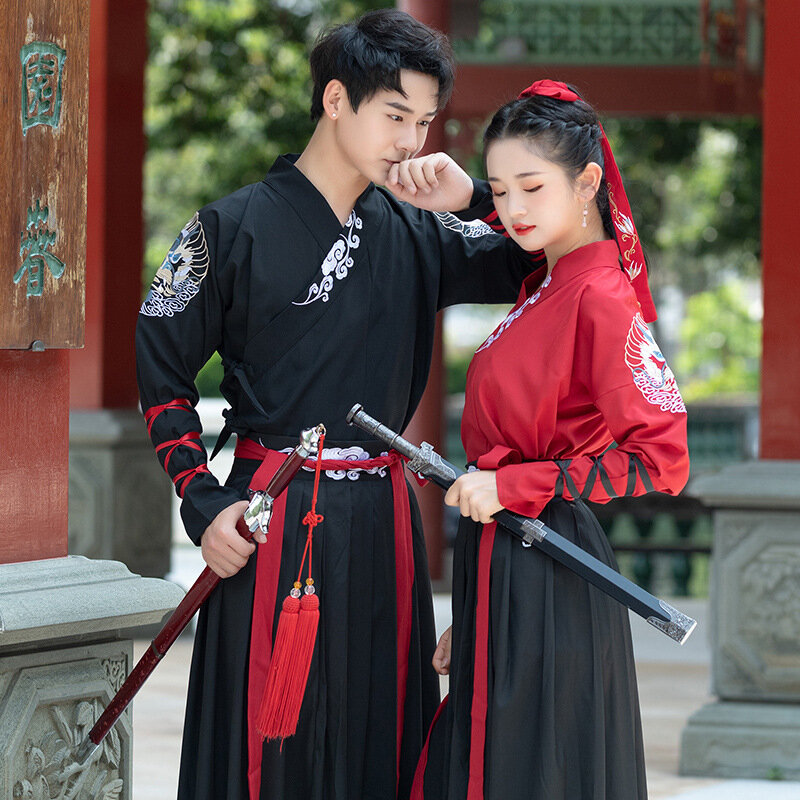 Tang dinastia clássico hanfu robe tradicional antigo espadachim trajes de dança tang terno popular cp casais hanfu roupa cosplay