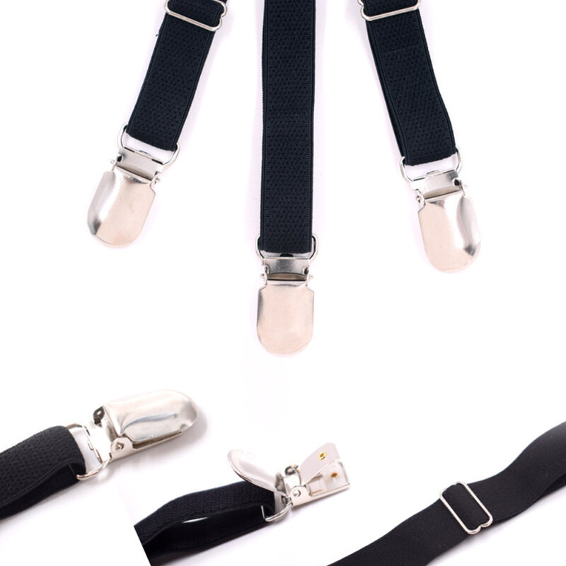 2 pezzi cintura di resistenza portatile per uomo antiscivolo morsetti di bloccaggio per adulti bretelle regolabili camicia elastica soggiorni giarrettiere nero