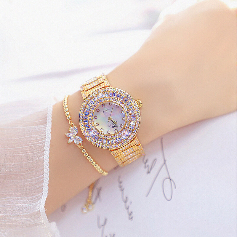 Vrouwen Horloges Luxe Rose Gouden Armband Vrouw Quartz Horloge Roestvrij Staal Horloge Diamant Vrouwelijke Klok Relogio Feminino