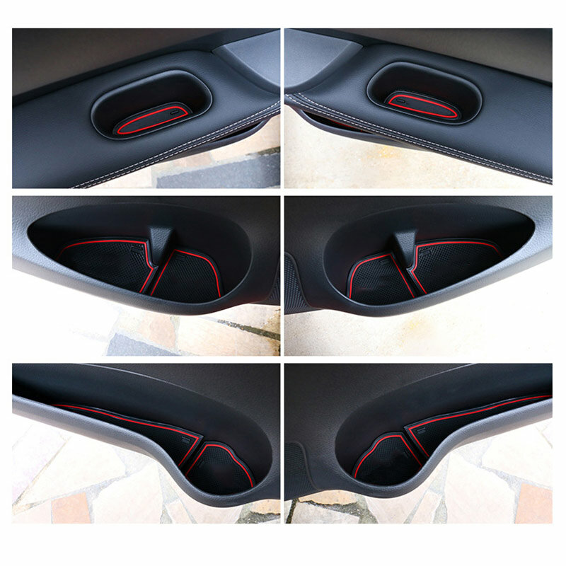 Almohadilla de goma con ranura para puerta para Hyundai Kona OS, alfombrilla de almacenamiento a prueba de polvo, pegatina para coche, accesorios para alfombra, 2018, 2019