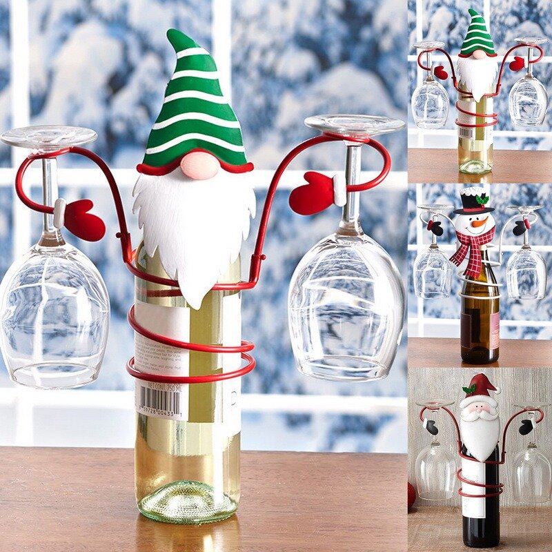 แก้วไวน์ไวน์แก้วสำหรับ Christmas Party Decor คริสต์มาสเครื่องประดับเหล็กตกแต่งบ้าน Goblet ชั้นวางจอแสดงผล