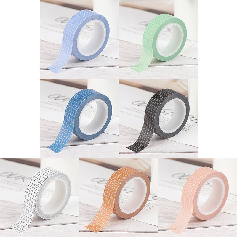 Grid Washi Tape Jepang Kertas Diy Perencana Masking Tape Plakband Stiker Briefpapier Tape Decoratieve Hot Sale Kleurrijke