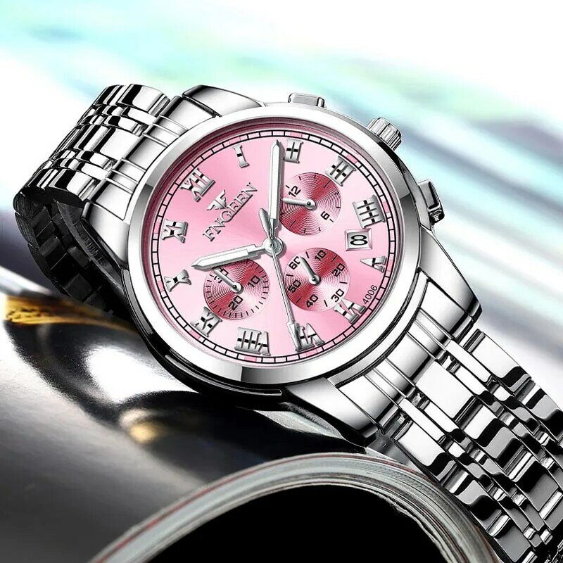 Kobiety luksusowe Rhinestone zegarki kwarcowe ze stali nierdzewnej panie zegarek biznesowy japoński mechanizm kwarcowy dla kobiet Relogio Feminino