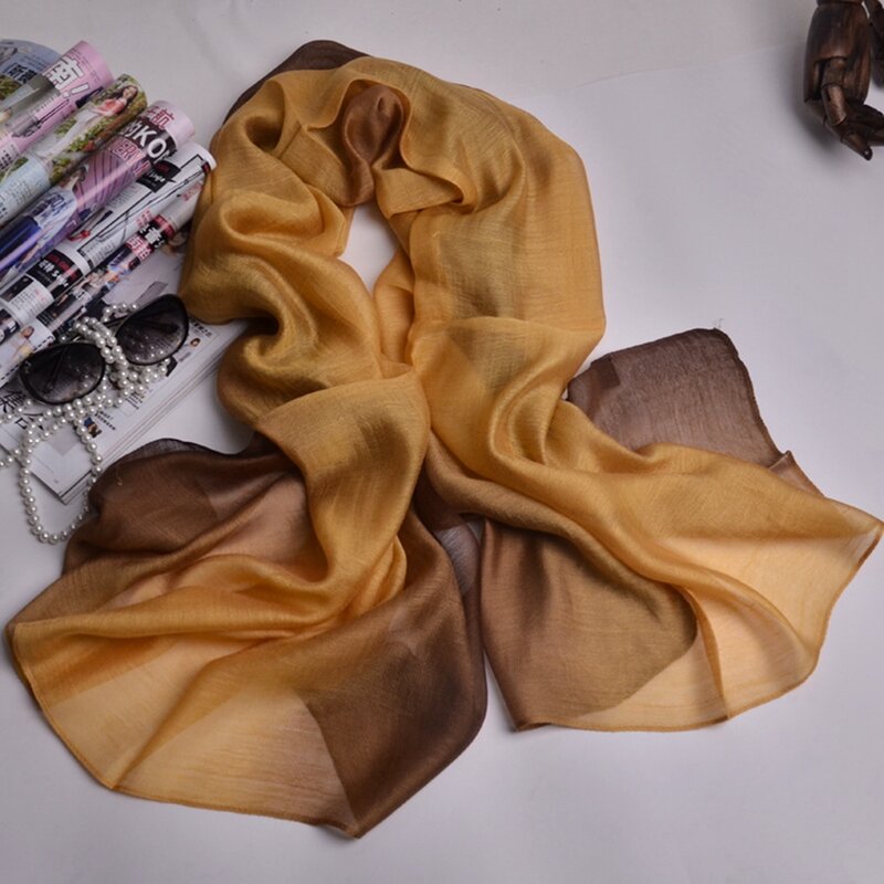 HanXi 2020 Gradient jedwabny szalik lato kobiety szalik plażowy krem do opalania Plus rozmiar chustka szale Lady okłady kobieta hidżab Echarpe