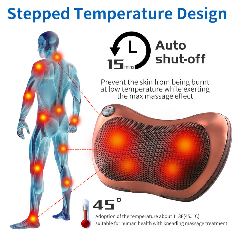 Masaż relaksacyjny poduszka wibrator elektryczny ramię powrót ogrzewanie ugniatanie terapia podczerwienią masaż karku shiatsu