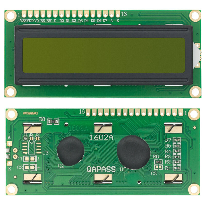 Módulo de pantalla LCD de 16x2 caracteres, controlador HD44780, luz negra azul/verde, LCD1602, 1602, 5V, 1 unidad por lote, 1602