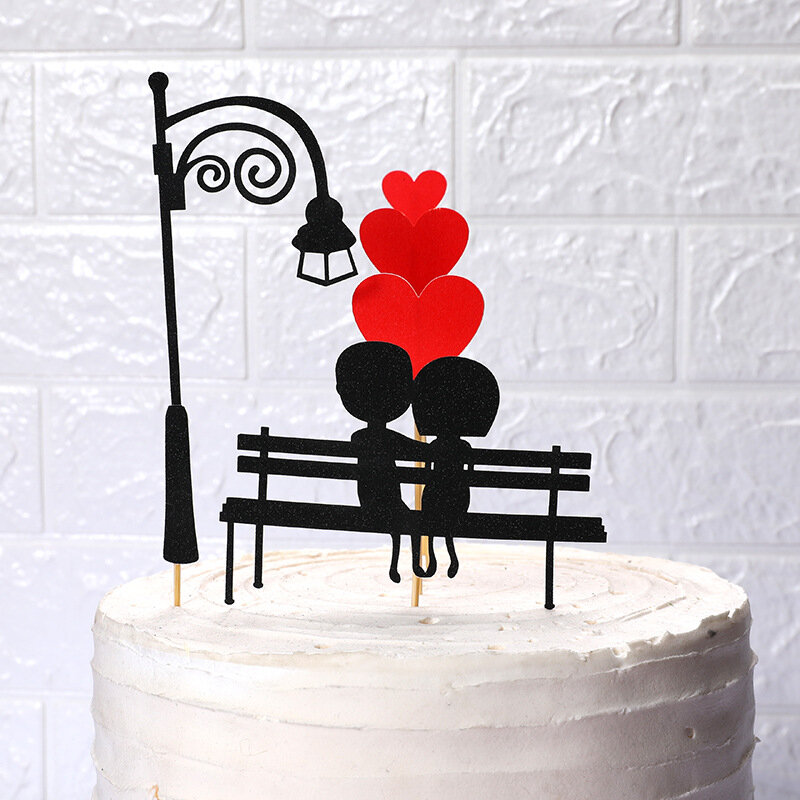 Cupcake Topper หัวใจรักคนรักหวานเค้ก Topper สำหรับครบรอบวันวาเลนไทน์งานแต่งงานเค้กตกแต่ง