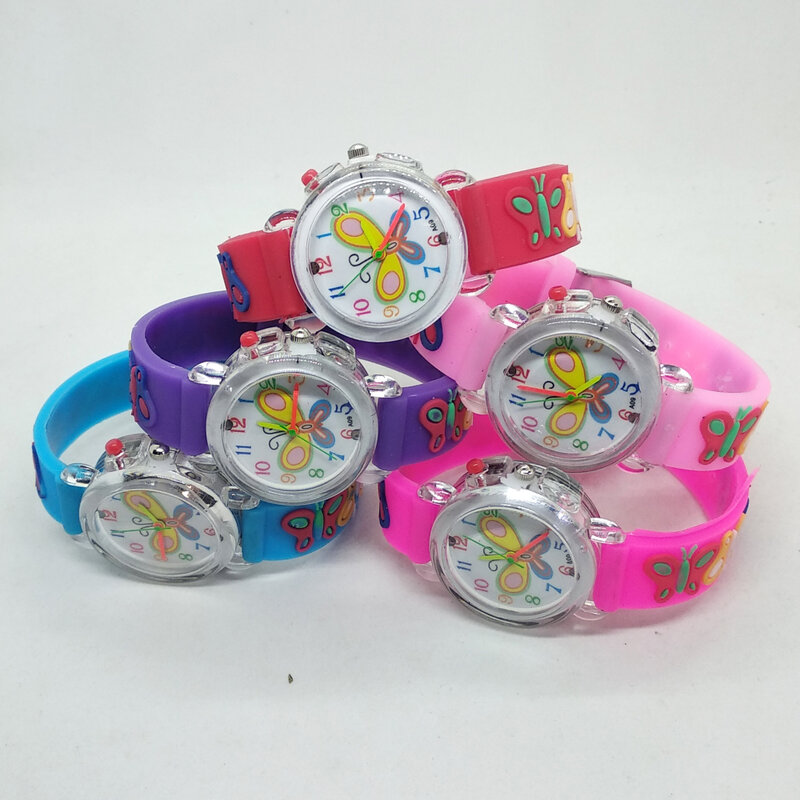 Kolorowe migające światło jarzeniowe duże Butterfly Dial zegarki dla dzieci elektroniczny zegarek dla dzieci dziewczyny prezent urodzinowy chłopcy zegar