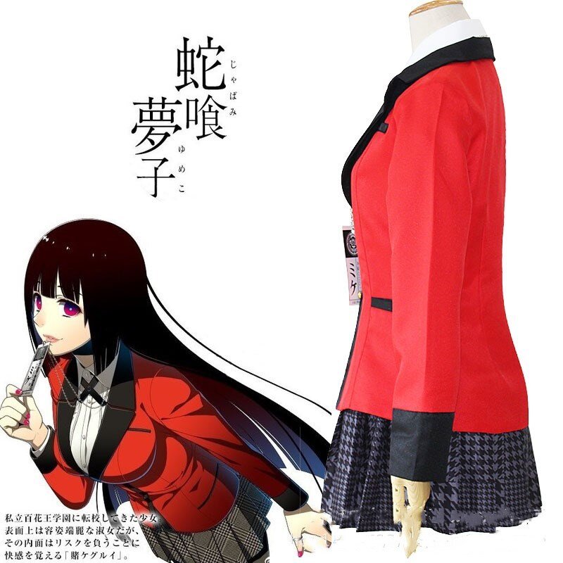 Quente legal cosplay trajes anime kakegurui yumeko jabami japonês escola meninas uniforme conjunto completo jaqueta + camisa + saia meias gravata