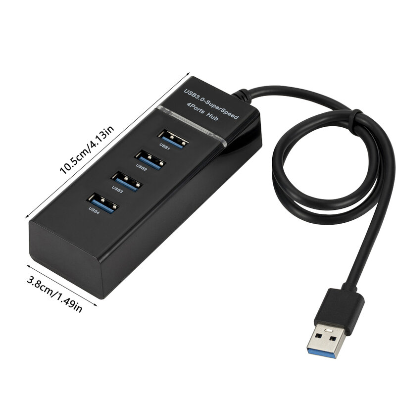 HUB divisor de 4 puertos USB 2,0 3,0, HUB de alta velocidad, expansión múltiple de alta velocidad para PC de escritorio y portátil, adaptador USB 3,0