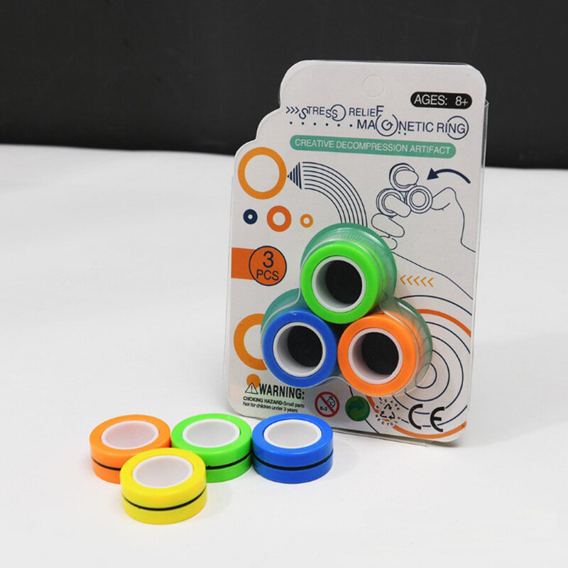 Stres Lega Cincin Magnetik Mainan Gelisah untuk Kecemasan Anti-stres Rol Ujung Jari Mainan Dewasa Anak-anak Jari Spinner Cincin Ajaib