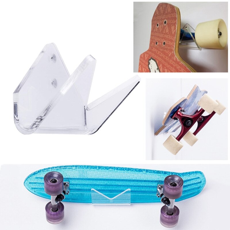 Rak Dinding Skateboard Akrilik Longboard Deck Skate Skuter Skateboard Dinding Penyangga Tampilan Gantungan Berdiri