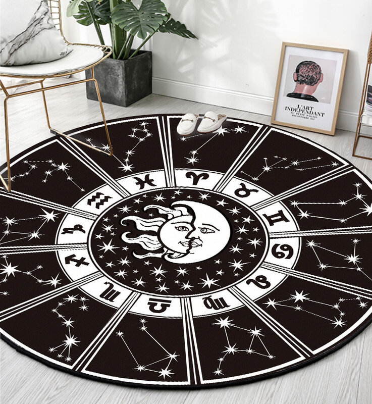 ファッション人格黒と白のライン星座星図ラウンドリビングルーム寝室アンチスリップマットカーペット