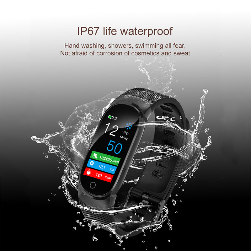 Reloj inteligente deportivo resistente al agua para hombre y mujer, pulsera inteligente con Bluetooth, control del ritmo cardíaco y monitor, seguidor Fitness