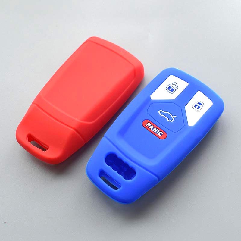 For Audi 2018 2019 A4 allroad B9 Q5 Q7 TT TTS remote keyless entry with PANIC silicone rubber key fob cover case Protect skin