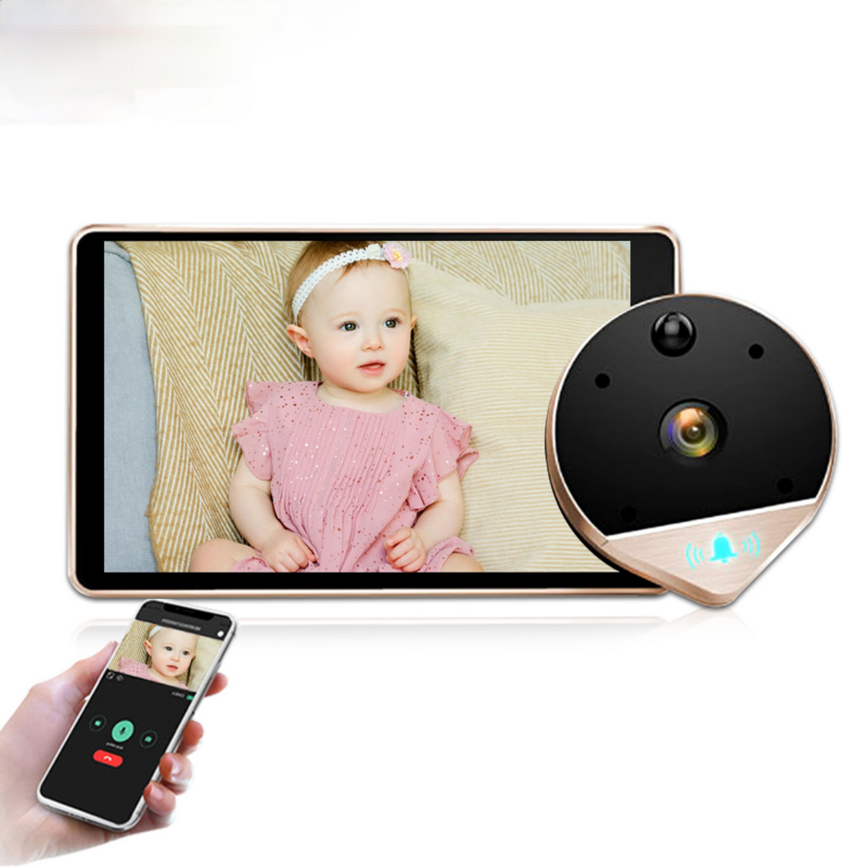 Proker-campainha com vídeo, hd 1080p, 170 polegadas, olho mágico, segurança da casa digital, detecção de movimento, ângulo de visão amplo