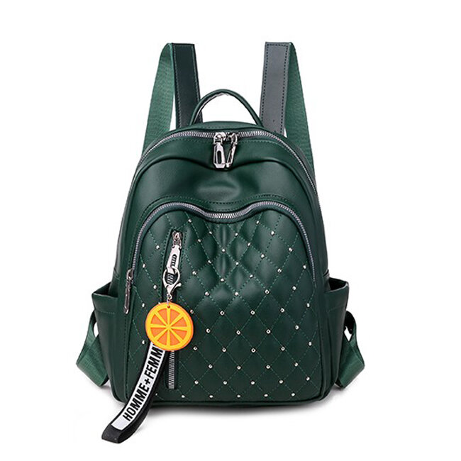 Women's backpack 2021 new rivet multifunctional bag soft PU leather youth girl student schoolbag yellow main fashion backpack